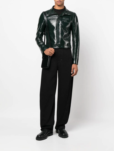 Courrèges Button-up Faux-leather Jacket In Green