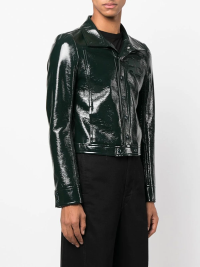 Shop Courrèges Button-up Faux-leather Jacket In Green