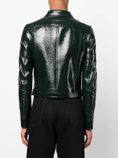 Courrèges Button-up Faux-leather Jacket In Green