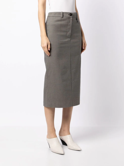 Low Classic Checked Pencil Skirt In Multicolour