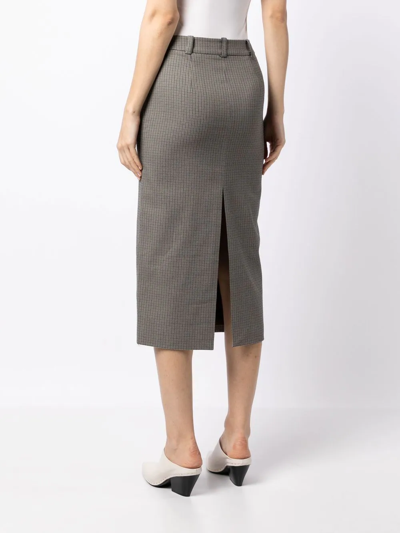 Low Classic Checked Pencil Skirt In Multicolour