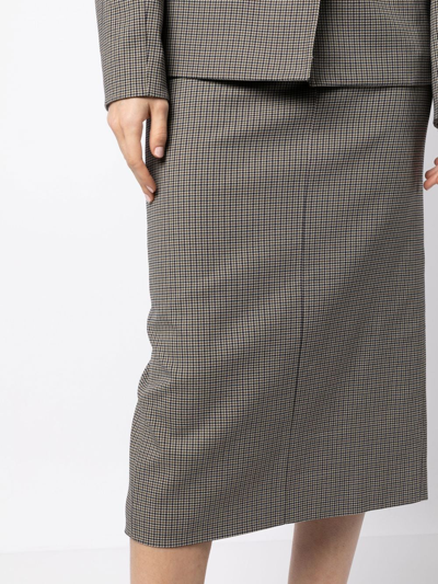 Low Classic Checked Pencil Skirt In Multicolour
