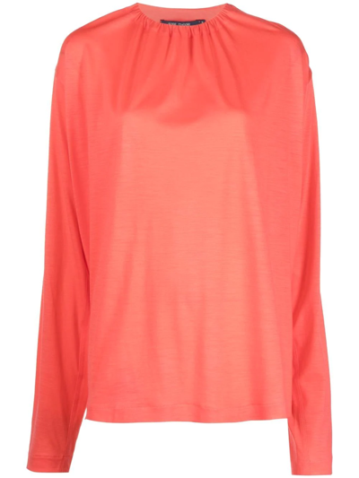 Shop Sofie D'hoore Gathered-neckline Woollen Top In Pink