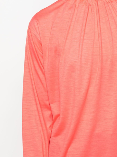 Shop Sofie D'hoore Gathered-neckline Woollen Top In Pink