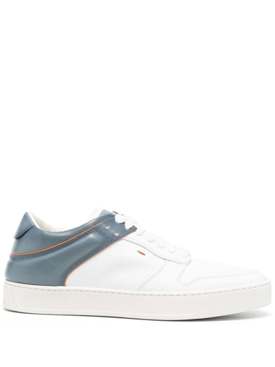 Shop Santoni Colour-blocked Low-top Sneakers In White