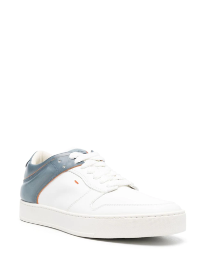 Shop Santoni Colour-blocked Low-top Sneakers In White