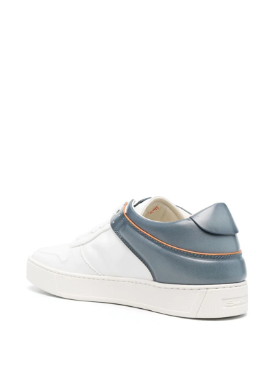 Shop Santoni Colour-blocked Low-top Sneakers In White