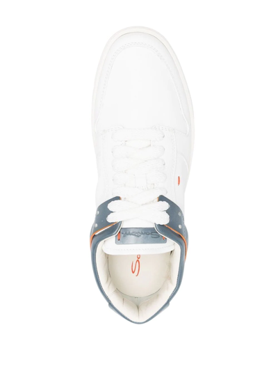 Shop Santoni Colour-blocked Low-top Sneakers In White