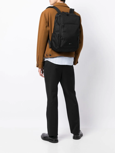 Agnès B. Logo-print Zip-up Backpack In Black