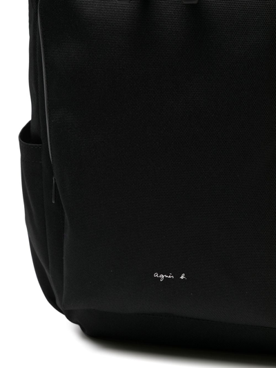 Agnès B. Logo-print Zip-up Backpack In Black