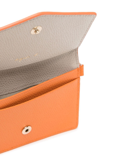 Shop Agnès B. Grained-effect Foldover Wallet In Orange
