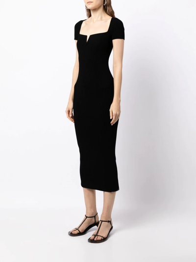 Galvan Grace Black Off-the-shoulder Ribbed-knit Dres In Black