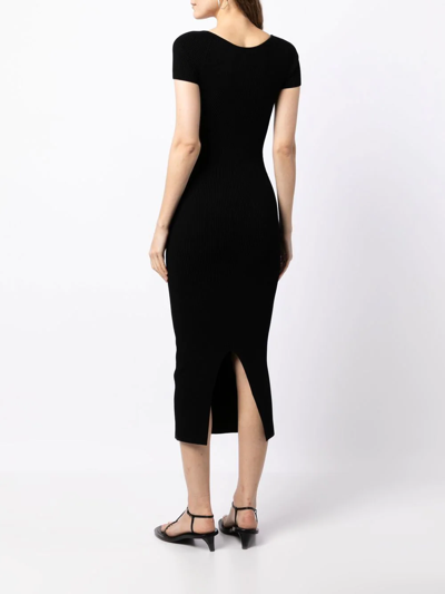 Galvan Grace Black Off-the-shoulder Ribbed-knit Dres In Black