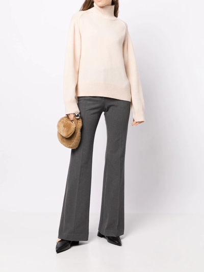 Shop Joseph High-waisted Flared Trousers In Gray