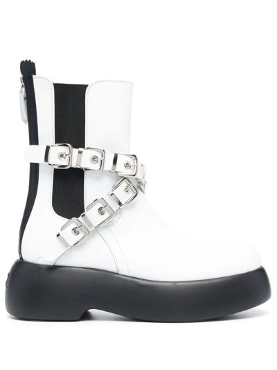 Shop Agl Attilio Giusti Leombruni Strap-detail Chunky Boots In White