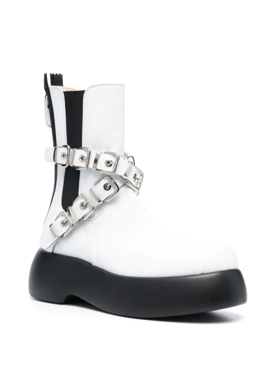 Shop Agl Attilio Giusti Leombruni Strap-detail Chunky Boots In White