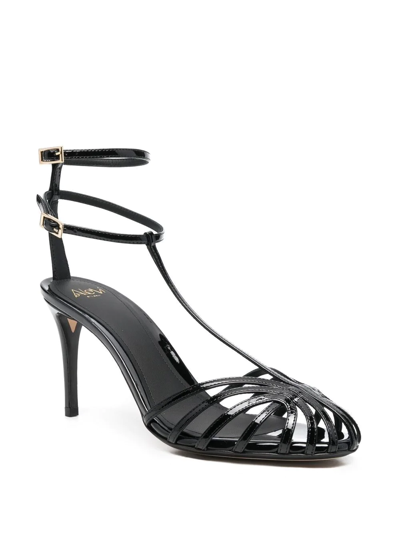 Shop Alevì 90mm Buckle-detail Open-toe Pumps In Black