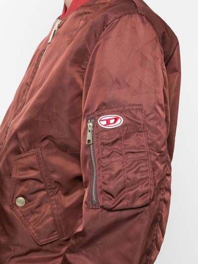Shop Diesel Logo-patch Zip-front Jacket In Red