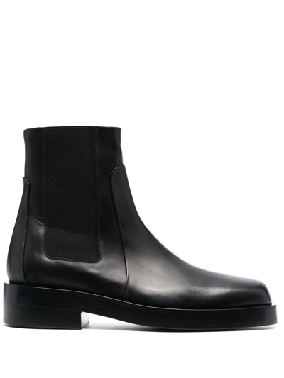 Shop Jil Sander Leather Chelsea Boots In Black