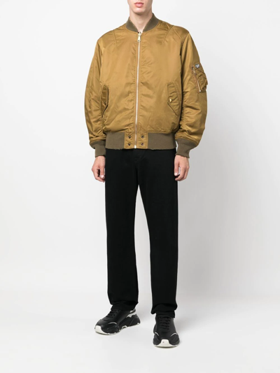 Diesel Logo-patch Zip-front Jacket In Green