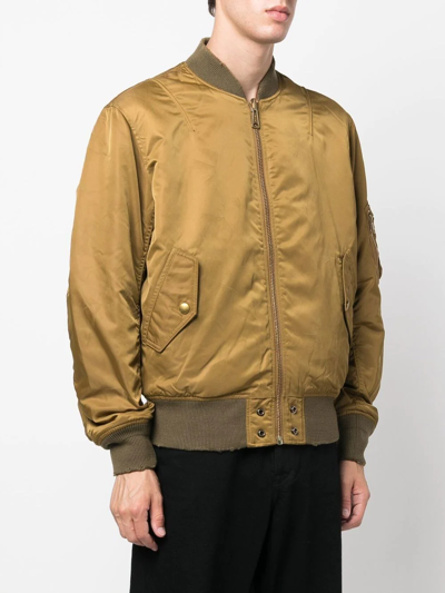 Diesel Logo-patch Zip-front Jacket In Green