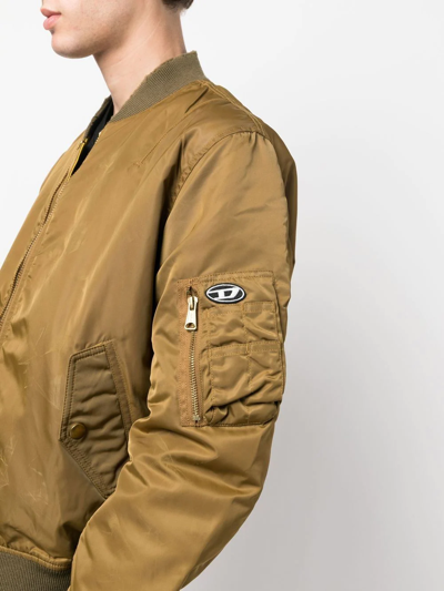 Diesel Logo-patch Zip-front Jacket In Green