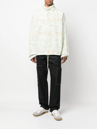 Shop Martine Rose Floral-print Fleece Jumper In Green