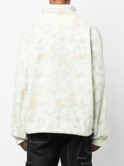 Shop Martine Rose Floral-print Fleece Jumper In Green