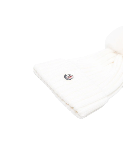 Shop Moncler Pom-pom Detail Beanie In White