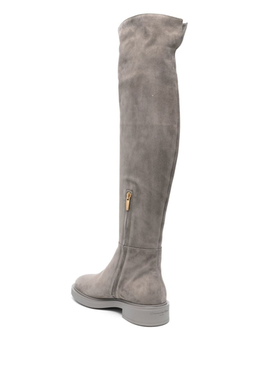 Shop Gianvito Rossi Lexington Over-the-knee Suede Boots In Grey