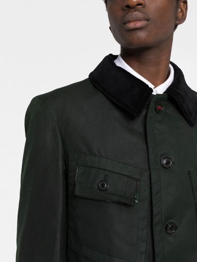 Shop Maison Margiela Waxed Four-stitch Field Jacket In Green