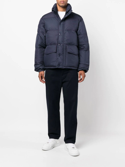 Shop Paccbet Embroidered-logo Puffer Jacket In Blue