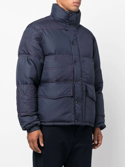 Shop Paccbet Embroidered-logo Puffer Jacket In Blue
