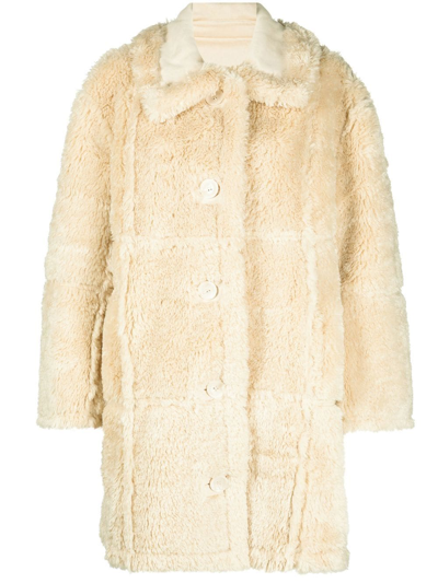 Shop Stand Studio Samira Faux-shearling Coat In Neutrals