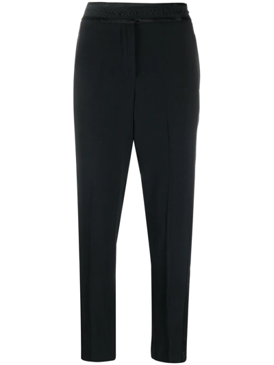 Shop Ermanno Firenze Logo Embroidered Waistband Trousers In Black