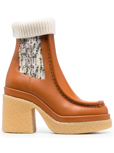 Shop Chloé Jamie 105mm Sock-insert Ankle Boots In Brown