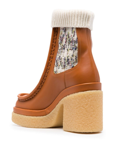 Shop Chloé Jamie 105mm Sock-insert Ankle Boots In Brown