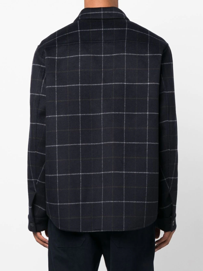 Shop Vince Checked Double-pocket Overshirt In Blue