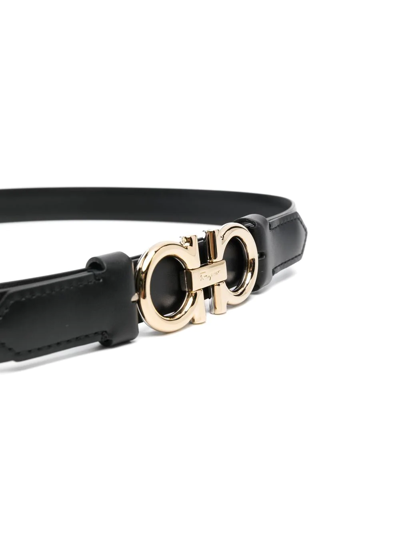 Ferragamo Gancini-buckle Leather Rolo Belt In Black