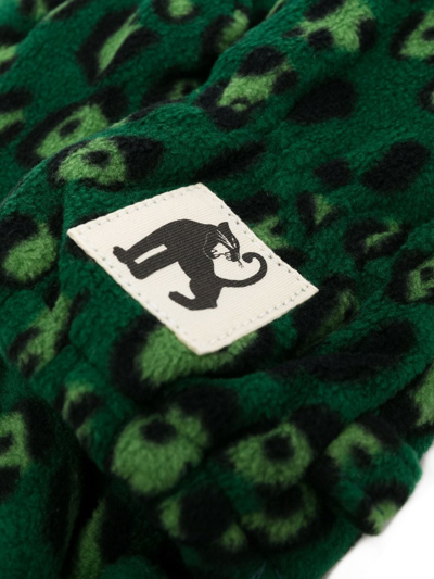 Shop Mini Rodini Leopard-print Mittens In Green