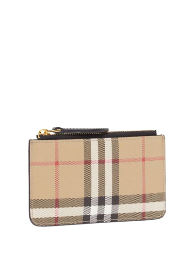 Shop Burberry Vintage Check Leather Card Case In Brown