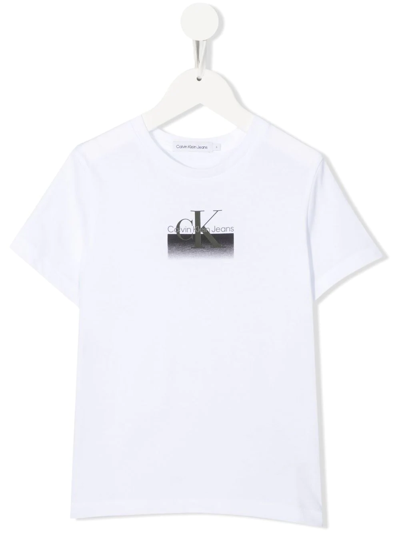 Shop Calvin Klein Logo-print Cotton T-shirt In White