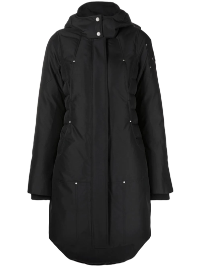 Shop Moose Knuckles Cloud Hooded Parka Coat In Black