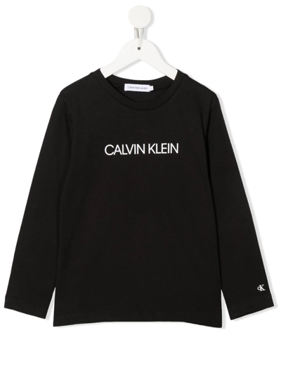 Shop Calvin Klein Logo-motif Cotton T-shirt In Black