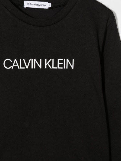 Shop Calvin Klein Logo-motif Cotton T-shirt In Black