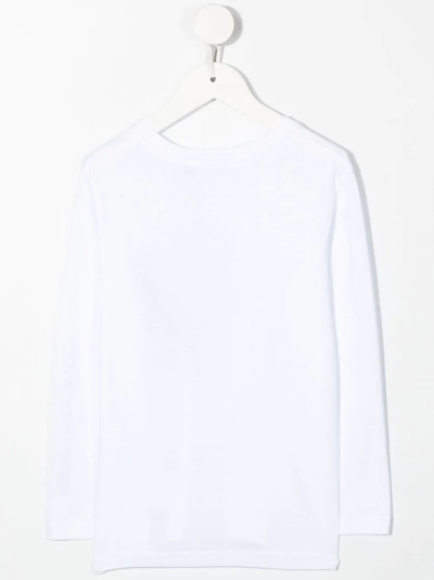 Shop Calvin Klein Logo-print Long-sleeve Top In White