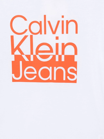 Shop Calvin Klein Logo-print Cotton T-shirt In White