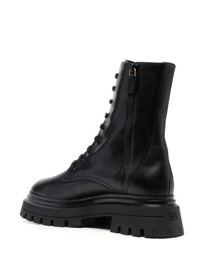 Stuart Weitzman Emerson Leather Ranger Booties In Black