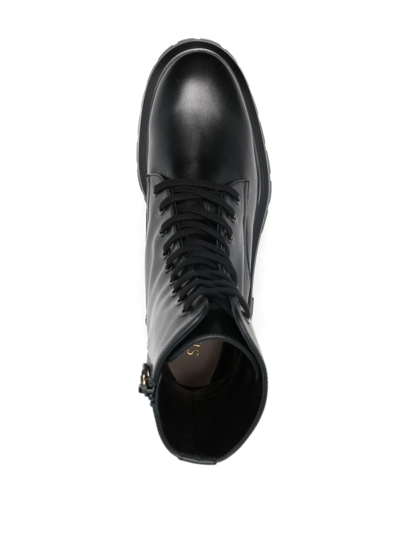 Shop Stuart Weitzman Leather Lace-up Boots In Black