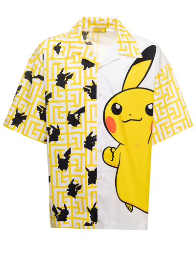 Shop Balmain Multicolor Pokémon Shirt With Short Sleeves In Cotton With Oversize Fit  Man